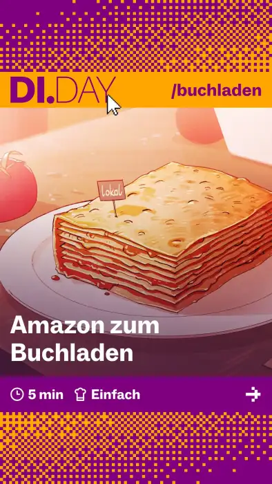 Amazon zum Buchladen, 5 min, Einfach