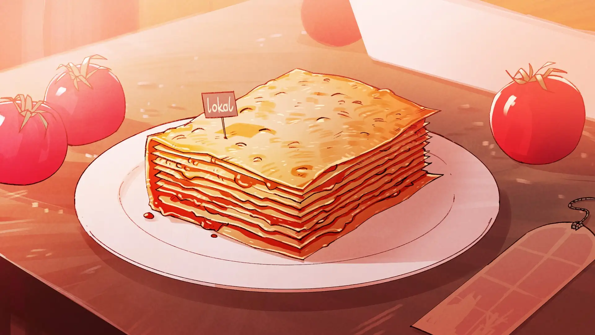 Leckere Lasagne, die einem Buch nicht un&auml;hnlich sieht