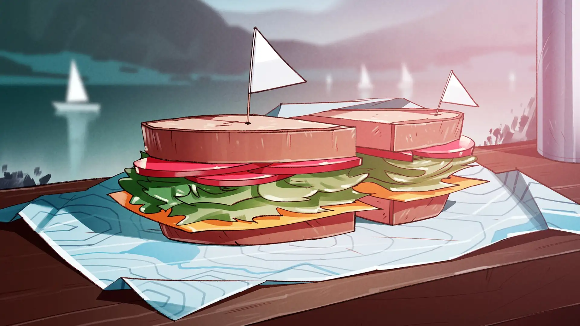 Leckeres Sandwich in Boot-Optik